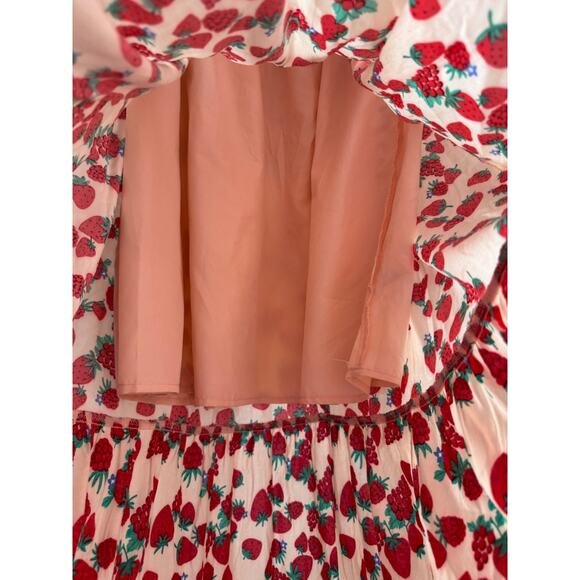 Betsy Johnson Dress Strawberry Fields Tiered Summer Maxi Puff Sleeve - Picture 9 of 10